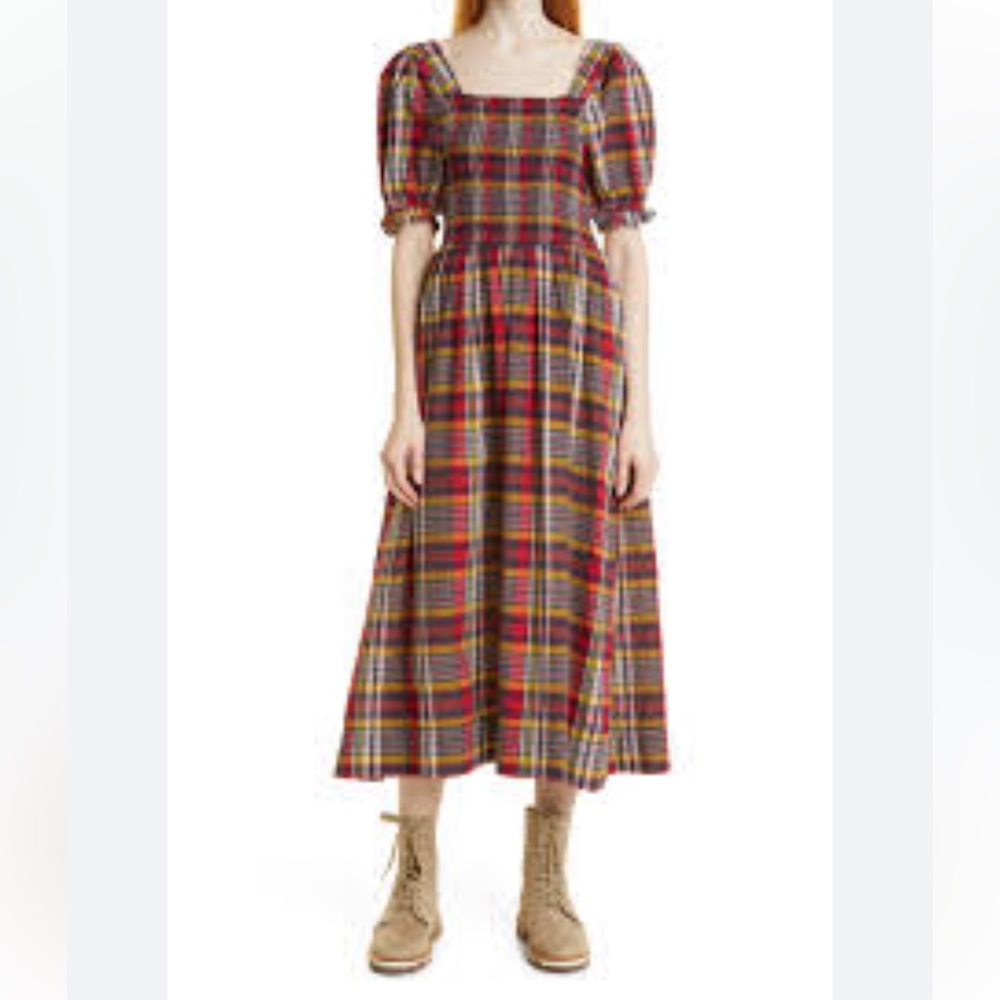 The Great Savanna Dress Bluegrass Plaid Size 1 XS Prairie Midi